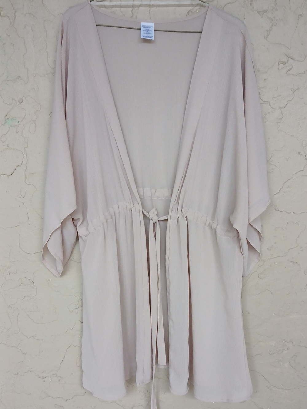 Light Cream Tie-Waist Women's Kimono Cover-Up